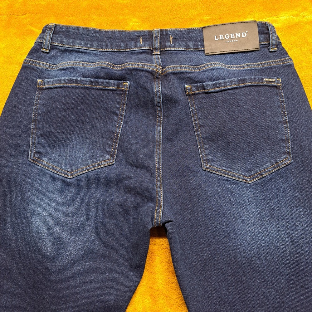 Legend London Slim Fit Jeans Mens 34x32 Dark Wash Blue Excellent Stretch Denim - Picture 11 of 12